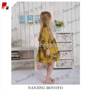 mustard flannel long sleeve floral printed dress